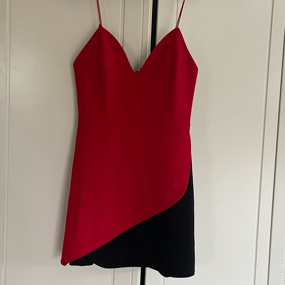 ALICE + OLIVIA Red & Black Amina Mini Dress NWOT 4 $425